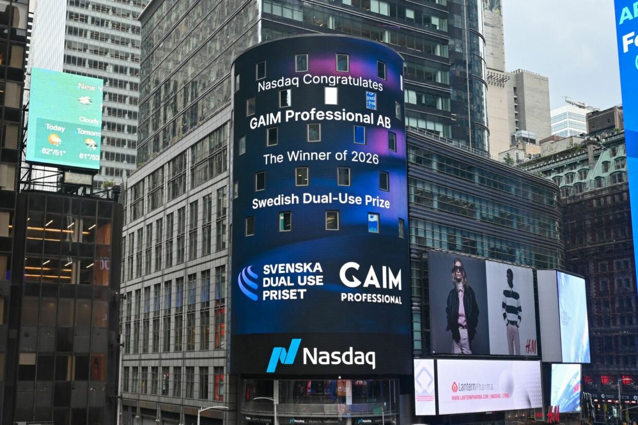 GAIM gratuleras på Time Square i New Yourk av Nasdaq